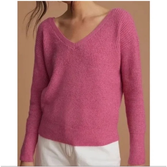 Anthropologie - Maeve Pink Cross Back Sweater - Picture 2 of 6